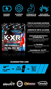 VMI Sports K-XR Pre-Workout Supplement for Intense Energy, Patriot Pop Bombsicle, Muscle Builder for Extreme Pumps, Enhanced Focus, Creatine Free, Endurance, Strength and Power Pre-Workout Powder