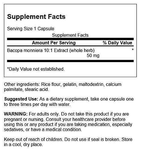 Swanson Bacopa Monniera 10:1 Extract 50 Milligrams 90 Capsules