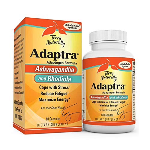 Terry Naturally Adaptra - 60 Capsules - Ashwagandha & Rhodiola Supplement - 60 Servings