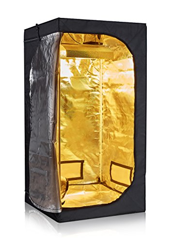 TopoLite 32"x32"x63" Hydroponic Garden 600D Grow Tent Room Reflective Mylar Indoor Garden Growing Room Hydroponic System w/Plastic Corner(32"x32"x63")