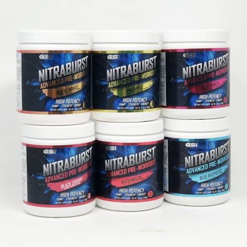 Giant Sports International NITRABURST Pre Workout Powder, Increase Blood Flow, Boosts Strength and Energy, Improve Exercise Performance, Creatine Free (Guava Mango, 30 Servings)