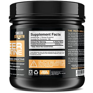 500g Micronized Creatine Monohydrate Powder - Muscle Builder Supplement - 100 Full Servings - Non-GMO - Packaging May Vary. - Sheer Strength Labs