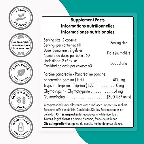 Supersmart - Pancreatin Supplement - Contain Synergistic Digestive Enzymes - Fully Supports Digestion & Improves The Body's Absorption of Nutrients | Non-GMO & Gluten Free - 120 DR Capsules