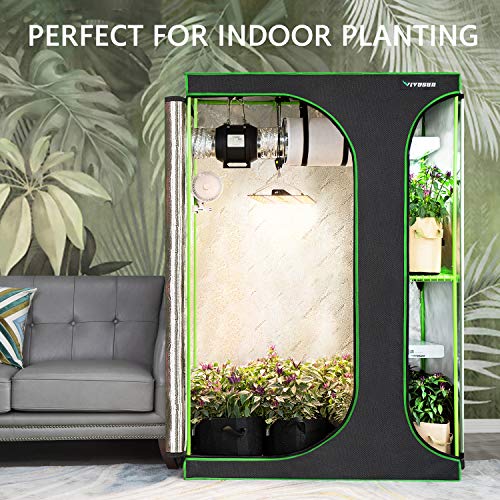 VIVOSUN 2-in-1 36”x24”x53” Mylar Reflective Grow Tent for Indoor Hydroponic Growing System