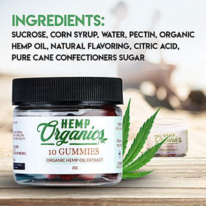 Hemp Gummies For Pain And Anxiety Relief - 56,699MG - Anxiety Supplements - Natural Calm Gummies - Sleep Gummies For Adults - Stress Gummies - Organic Gummies - 10MG Each - 10 Pack - HEMP ORGANICS