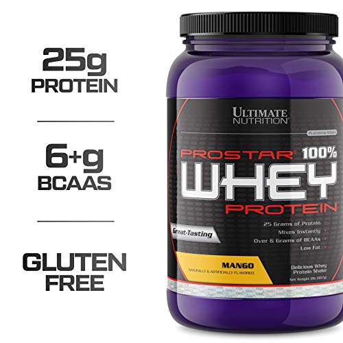 Ultimate Nutrition Prostar Whey Protein Powder Blend of Whey Concentrate Isolate and Peptides – Low Carb, Keto Friendly, 25 Grams of Protein - 30 Servings, Mango, 2 Pounds