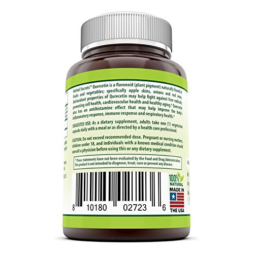 Herbal Secrets Quercetin 500 Mg Veggie Capsules (Non-GMO) - Supports Healthy Ageing, Cardiovascular Health, and Immune Health* (120 Count)