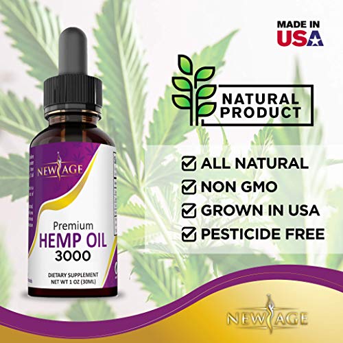 3000 Hemp Oil Extract for Pain & Stress Relief - 2 Pack - Hemp Extract - Grown & Made in USA - Natural Hemp Drops - Helps with Sleep, Skin & Hair.