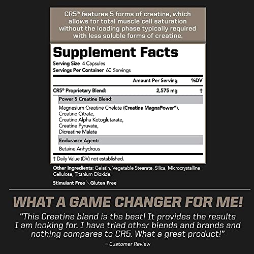 PMD Sports CR5 Professional Creatine Complex - Improved Recovery, Reduce Soreness, Lean Muscle Mass Gainer - Power 5 Creatine Blend for Strength, Endurance, and Recovery (240 Creatine Capsules)