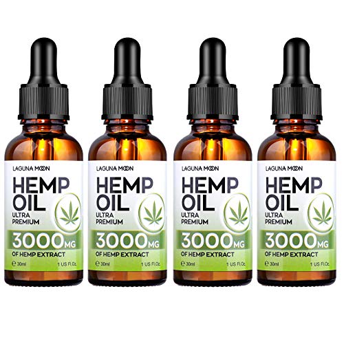 4 Pack Hemp Oil 3000 mg, Ultra Premium Hemp Seed Oil Help with Moisturize Skin & Reduce Hair Dryness, Vegan Friendly