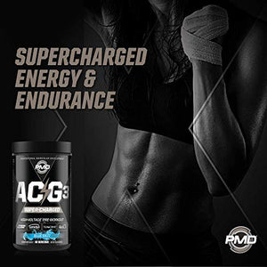 PMD Sports ACG3 Supercharged - Pre Workout - Powerful Strength, High Energy, Maximize Mental Focus, Endurance and Optimum Workout Performance for Men and Women - Blue Razz (60 Servings)