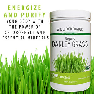 Nubeleaf Barley Grass Powder - Non-GMO, Gluten-Free, Raw, Organic, Vegan Source of Essential Vitamins & Minerals, Antioxidants - Single-Ingredient Nutrient Rich Superfood for Cooking, Smoothies (10oz)