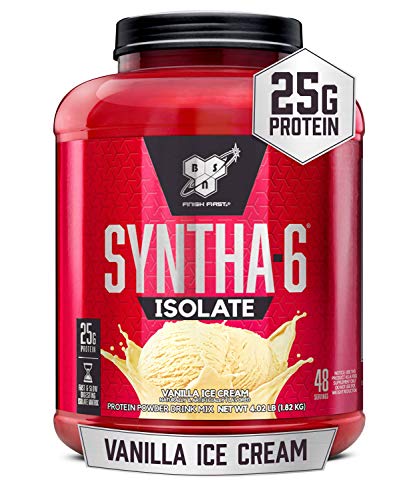 BSN SYNTHA-6 Isolate Protein Powder, Whey Protein Isolate, Milk Protein Isolate, Flavor: Vanilla Ice Cream, 48 Servings