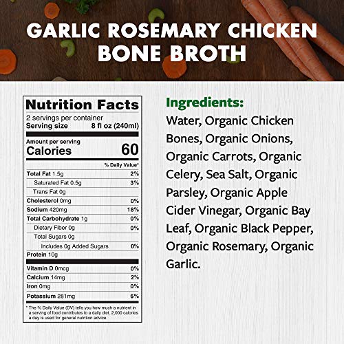 Smart Chicken Organic Chicken Broth (Garlic Rosemary, 16.9 Ounce (Pack of 6))