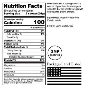 Source Organic - Premium Pea Protein Isolate - 100% Vegan and Organic - UNFLAVORED - Bulk 2lbs