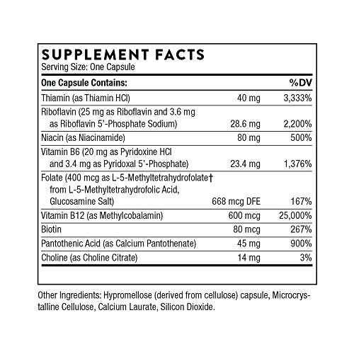 Thorne Research - B-Complex #12 - Vitamin B Complex with Active B12 and Folate - 60 Capsules