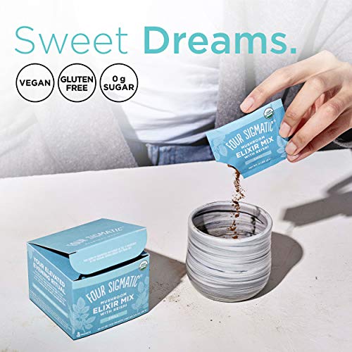 Four Sigmatic Reishi Mushroom Elixir, Organic Reishi Mushroom Powder with Tulsi & Mint, Support Stress & Sleep, Decaf, Pack of 20