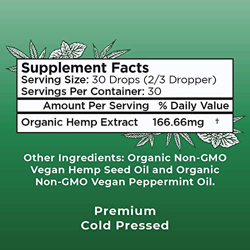 Pure Hemp Oil Extract (2 Pack) 5000mg by MaryRuth's | for Ingestible & Topical Use | Non-GMO | Peppermint | 1oz