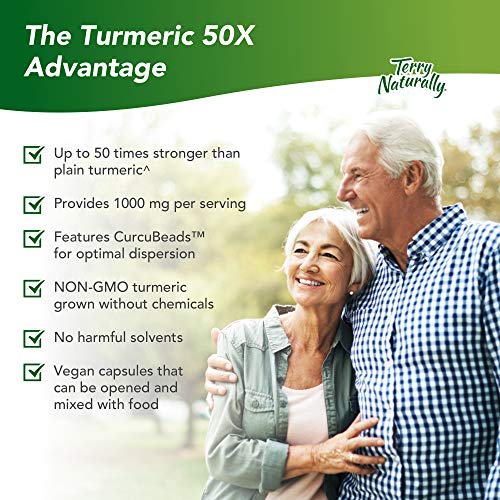 Terry Naturally Turmeric 50X - 60 Capsules - Extra Strength Curcumin - Up to 50x Stronger Than Plain Turmeric - Immune Support - Liver, Brain & Heart Health - Non-GMO - 30 Servings