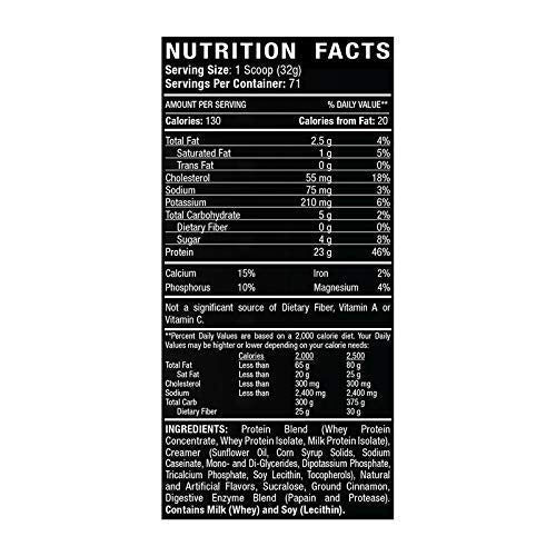 Driven WHEY- Grass Fed Whey Protein Powder: Delicious, Clean Protein Shake- Improve Muscle Recovery with 23 Grams of Protein with Added BCAA and Digestive Enzymes (Fresh Cinnamon Roll, 5 lb)