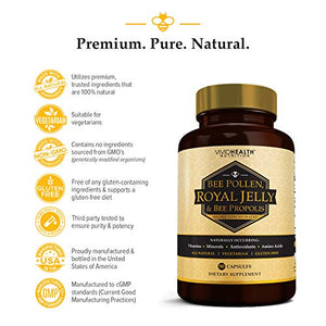 Immune Boosting Royal Jelly Supplement with Bee Propolis & Pollen, 90 Caps