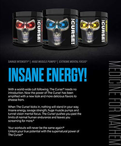 JNX Sports The Curse! Pre Workout Supplement - Intense Energy & Focus, Instant Strength Gains, Enhanced Blood Flow - Nitric Oxide Booster with Creatine & Caffeine - Men & Women | Blue Raspberry | 50 Srv