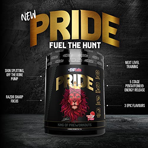 Pride by EHPlabs Pre-Workout Supplement - Energy Booster, Sharp Focus, Epic Pumps & Faster Recovery - 40 Servings (Strawberry Snowcone)