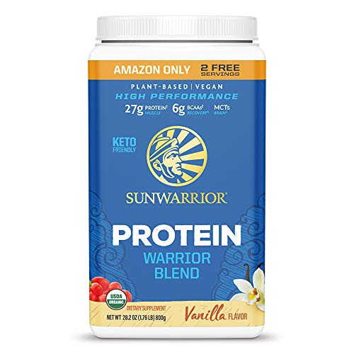 Sunwarrior Warrior Blend - Organic Vegan Plant Protein Powder with BCAAs and Pea Protein - Dairy Free, Gluten Free, Soy Free, Non- GMO, Plant Based Protein Powder, Sugar Free and Keto Friendly