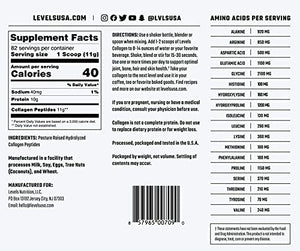 Levels Collagen Peptides, Pasture Raised, No GMOs, Unflavored, 2LB