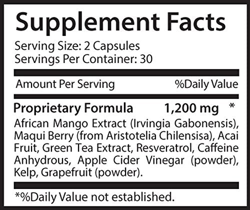 Fat Blocker - African Mango Lean 1200MG - Extra Strength Formula - African Mango Seed Extract - 1 Bottle (60 Capsules)