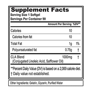 Fitcode CLA1000 Conjugated Linoleic Acid, Soft Gel, Stimulant Free Weight Loss Supplement (90 Servings)
