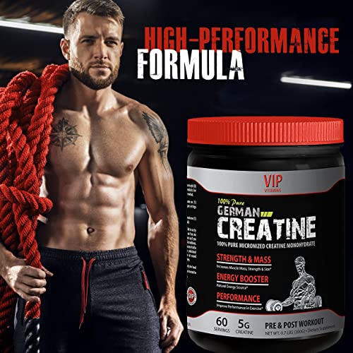 Natural Bodybuilding Supplements - German CREATINE CREAPURE Powder - PRE & Post Workout - German creatine monohydrate - 1 Can 300 Grams (60 Servings)