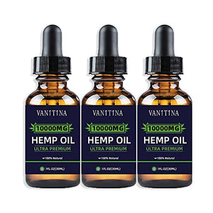 Hemp Oil - 10000 MG Pure Natural Organic Extract Hemp Seed Drops-Reduces Anxiety Stress and Pain,Relief Inflammation Stress, Improves Mood,More Energy Better Sleep (1 Pack of 3)-30000 Total-NW 1776