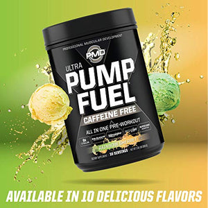 PMD Sports Ultra Pump Fuel Caffeine Free - Pre Workout Drink Mix - Energy, Strength, Endurance, Muscle Pumps and Recovery Complex Carbohydrates and Amino Energy - Rockin Rainbow Sherbet (30 Servings)