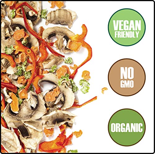 EF EKOFUNGI Mix Dehydrated Mushrooms and 2 Type of Veggies 100% Organic Certified Air Dried Super Foods Non-GMO Vegan Friendly Gluten Free Antioxidant Dietary Supplement