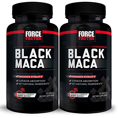 Black Maca Root Vitality Supplement for Men with Superior Absorption and Power, Natural Maca Negra Extract, Fundamentals Series, 1000mg, Force Factor, 120 Capsules (2-Pack)