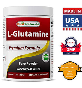 Best Naturals L-Glutamine Powder - 1 Pound - 100% Pure and Free Form - Glutamine Recovery Powder - Clinically Proven Recovery Aid for Men and Women (817716014555)