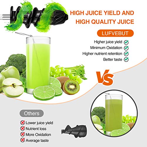 Slow Juicer Machine for Vegetables and Fruits 2021 Cold Press Masticating Juicer Extractor Celery Wheatgrass Leafy Greens Carrot Ginger BPA-Free Easy to Clean Juicer with Quiet Motor Reverse Function
