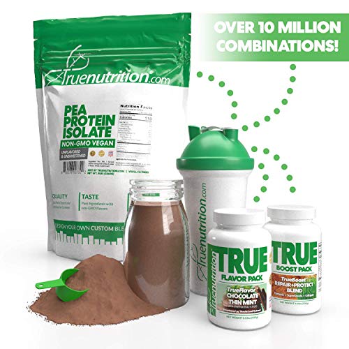 5LBS Unflavored Pea Protein Powder Isolate - Vegan, Low Fat, Lactose-Free, Gluten-Free, Plant Based Protein - Customize Your Protein with Two Free TrueBoost or TrueFlavor Protein Shake Enhancements