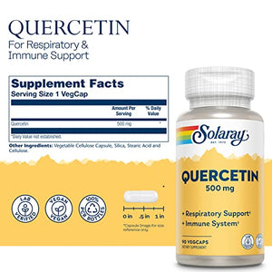 Solaray Quercetin 500 mg, Supports Sinus, Respiratory, Immune Function & Normal, Healthy Uric Acid Levels, 90 VegCaps