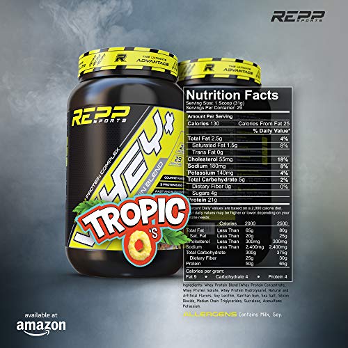 Repp Sports Whey+ | Whey Protein Powder, Whey Isolate, Whey Concentrate, Hydrolysate - Tropic O's 2lbs