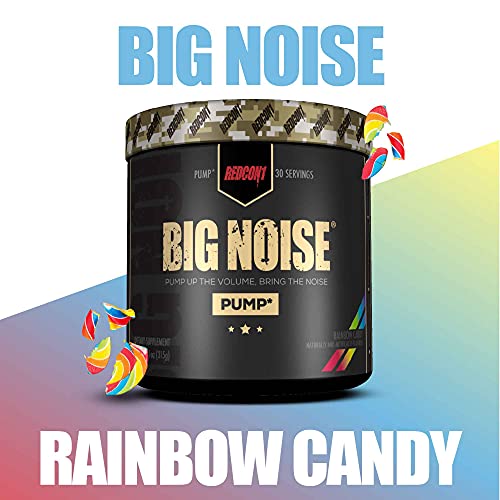 Redcon1 Big Noise Pump Formula (30 Servings) - Non-Stim, Increased Energy and Focus, Vasodilator, Intense Pumps (Rainbow Candy)