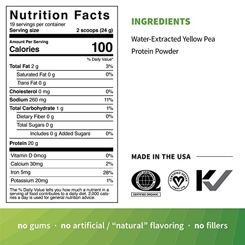 Sprout Living Organic Pea Protein Powder, 20 Grams of Plant Based Organic Protein Powder Without Artificial Sweeteners, Non Dairy, Non-GMO, Dairy Free, Vegan, Gluten Free, Keto Drink Mix (1 Pound)