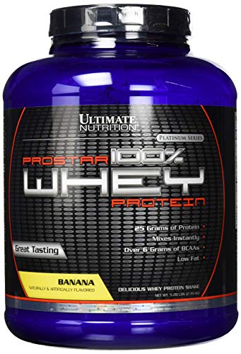 Ultimate Nutrition Prostar Whey Protein Powder of Isolate Concentrate Peptides Blend – Low Carb and Sodium, Keto Friendly, 25 Grams of Protein and 6 Grams of BCAAs - 80 Servings, Banana, 5 Pounds