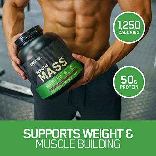 Optimum Nutrition Serious Mass Weight Gainer Protein Powder, Vitamin C, Zinc and Vitamin D for Immune Support, Vanilla, 6 Pound (Packaging May Vary)