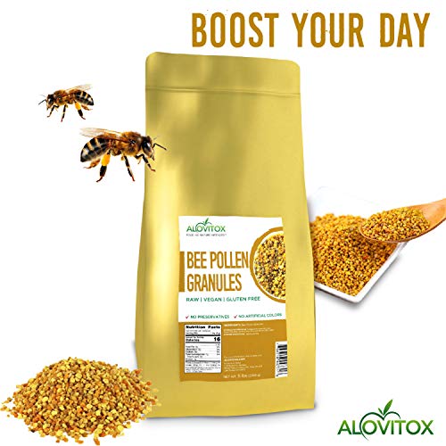 Alovitox Bee Pollen Granules | 100% Pure, Natural Raw Bee Pollen | Superfood Packed with Antioxidant, Protein, Vitamin & More | Bee Friendly Nutritional Yeast, Gluten Free | 5 lbs Bag