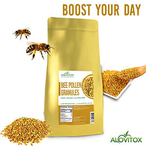 Alovitox Bee Pollen Granules | 100% Pure, Natural Raw Bee Pollen | Superfood Packed with Antioxidant, Protein, Vitamin & More | Bee Friendly Nutritional Yeast, Gluten Free | 5 lbs Bag