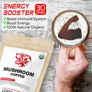 Tiger 5 Mushroom Coffee- Organic Superfood Mushroom Coffee with 100% Arabica, 30 servings, Powerful Natural Ingredients, Antioxidants, Immune System Booster, Vegan, Dairy Free, Non-GMO and Great Taste