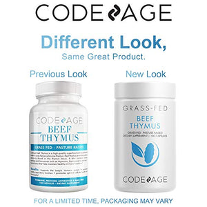 Codeage Grass Fed Beef Thymus Supplement - Freeze Dried, Non-Defatted, Desiccated Beef Thymus & Liver Pills Glandulars Meat – Pasture Raised Argentina Beef Vitamins for Thymus - Non-GMO -180 Capsules