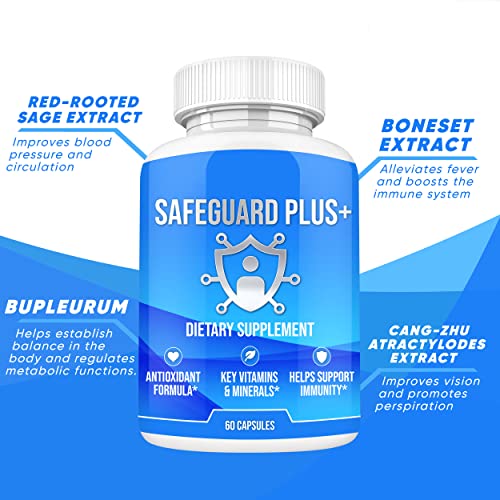 Safeguard Plus | [10X Strength] Immunity Booster Formula | Helps Improve Health w/ Immunity Support, Healthy Body | with Maitake Mushroom, Vitamin C, Wheat Grass, & Antioxidants | 60 Capsules